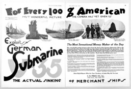 1919 Magazine Silent Movie Ad &quot;Exploit of a German Submarine&quot; U Boat Sin... - £30.25 GBP