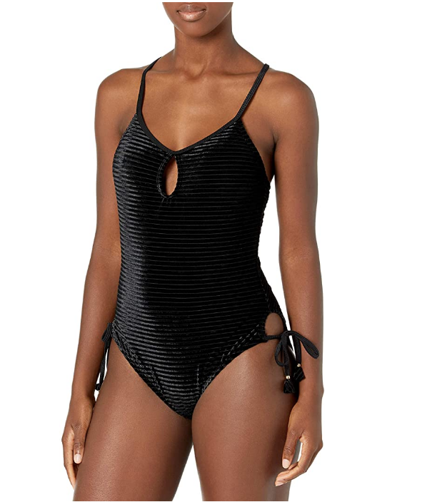 Cole of California Women&#39;s Sexy One Piece Swimsuit Solid Textured Rib Bl... - $11.25