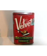 Vintage Tobacciana Velvet Pipe &amp; Cigarette Tobacco Tin 1.75oz  Shows Stamp - $19.75