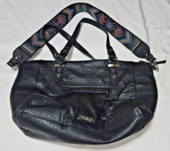 Jessica Simpson Black Purse Faux Leather Shoulder Bag Womens Color stiched strap - $17.41