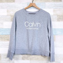 Calvin Klein Performance Logo Raglan Sweatshirt Gray Soft Lounge Womens ... - £13.41 GBP