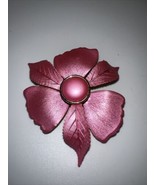 Beautiful Enamel Gold Tone Pink Flower Brooch - £13.37 GBP