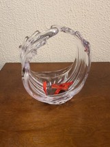 Vintage COFRAC Art Verries of France Crystal Handblown Art Splash Wave Basket - £37.36 GBP