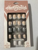 Taste Beauty Heart Breaker 18 press-on Faux Nails glitter gray white pink - $10.39