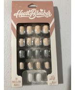 Taste Beauty Heart Breaker 18 press-on Faux Nails glitter gray white pink - $14.18 CAD