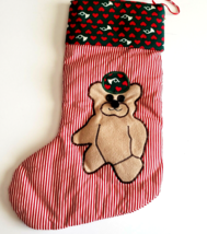 Large Handmade Teddy Bear Christmas Stocking Lined - $9.89