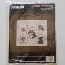 Janlynn Feline Family Portrait Cross Stitch Kit 124 02 Canterbury Designs 1991 - $24.74