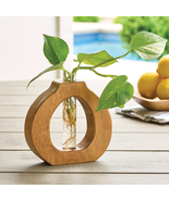 Wood and Glass Round Propagation Station Vase - $17.99