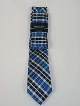 Men's  Nautica Tie and Hankie Set Woven Silky Feel #Nautica-5 Blue Checkers image 4