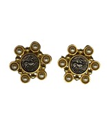 Vintage Maeve Carr Earrings Gold Tone Zodiac Horse Silver Coin New York ... - €25,42 EUR