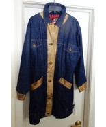 VTG Andy Johns Denim Barn Jacket Coat Flannel Lined  Leather Trim  USA W... - £70.85 GBP