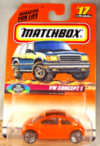 1998 Matchbox #17 Cool Concepts Series 3 VW CONCEPT 1 Orange w/Split 5 Spokes - £7.90 GBP