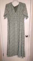 Kranda Woman&#39;s Green with Floral Print Long Short Sleeve Maxi Dress - Si... - £14.70 GBP
