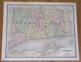 1890 Original Antique Map Of Connecticut / Bridgeport /STAMFORD / New Haven - £13.39 GBP