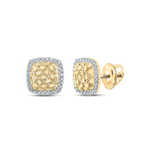 10kt Yellow Gold Womens Round Diamond Nugget Square Earrings 1/6 Cttw - £302.97 GBP