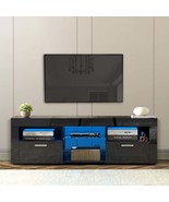 Modern Black TV Stand w/ LED Lights, High Gloss - $179.28 CAD