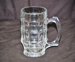 Vintage Clear Glass Beer Stein Mug Tankard Thumbprint Pattern Man Cave Bar USA - £13.23 GBP