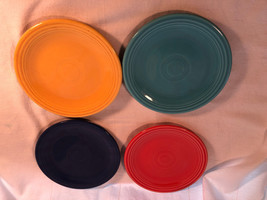 Four  Fiesta 6 Inch Plates Blue, Turquoise, Orange, Yellow - $14.99