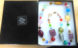 Vintage Uno Alla Volta Multi-color Murano Glass Bead Necklace 28.5&quot; Long Heavy - £89.75 GBP