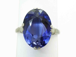 Victorian Lab-Created Synthetic Sapphire Filigree Ring 14k White Gold Size 6.25 - £3,597.10 GBP