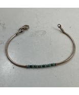 925 Sterling Silver &amp; Turquoise Beaded 5” Slim Bracelet - $30.86 CAD
