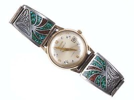 1950&#39;s Bulova 23 Jewel Automatic Wristwatch with period native american ... - $272.25