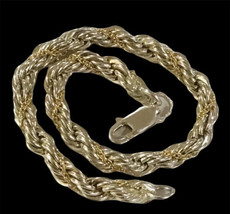 Vtg 14K Yellow Gold Sterling Silver Msco Stamped Cable Rope Bi Color Bracelet 7&quot; - £66.68 GBP