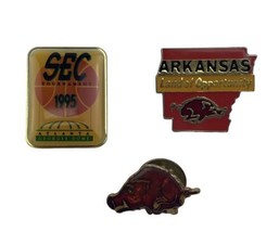Lot of 3 University Of Arkansas Razorbacks, SEC Tournament 1995 Hat / Lapel Pins - £10.86 GBP