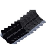 Puma Mens No Show Socks Black Gray 10 Pairs Coolmax Moisture Shoe Size 6-12 - £21.82 GBP