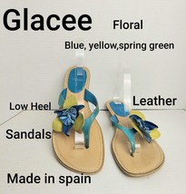 Glacee Floral Leather Made In Spain Sandals Size 9.5M - £15.18 GBP