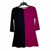 Susan Graver Tunic Top Size XXS Pink Black Womens 3/4 Sleeve Polyester Rayon - £15.54 GBP
