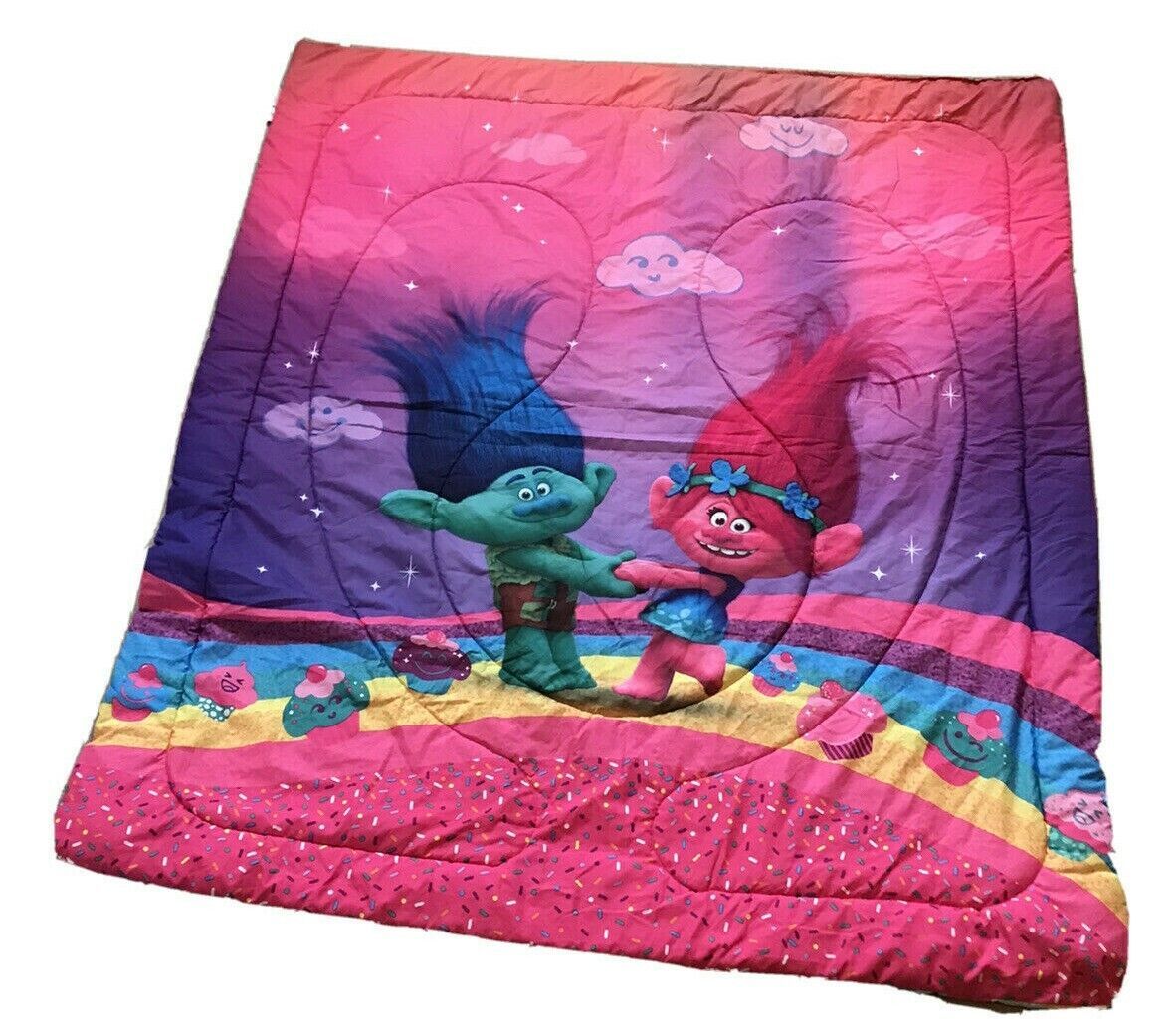 Trolls Reversible Quilted Bedspread 74 x 88” Dreamworks  - $24.99