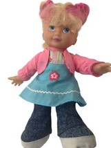 UNEEDA  Baby DOLL 12&quot; Pink Blonde Hair 2009 w/ Clothes Jeans Top Outfit 4G8KI09 - £13.63 GBP