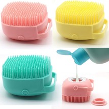 3 Pack Silicone Body Scrubber with Handle Bath Brush for Dogs Shampoo dispenser - £10.29 GBP