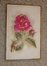 Original Vintage 1880s Small Embossed Lithograph Print Pink Rose - £17.80 GBP