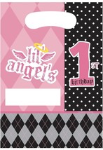 16 First Angel Pink Little Girl Argyle 1st Birthday Party Favor Treat Lo... - £3.23 GBP