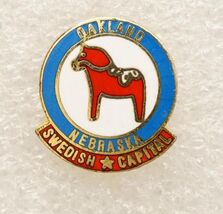 Vintage Enamel Jewelry Lapel Pin Oakland Nebraska Swedish Capital - $12.86