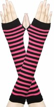 Striped Knit Long FINGERLESS GLOVES ARM WARMERS Sleeves Hip Hop Cosplay-... - $3.77
