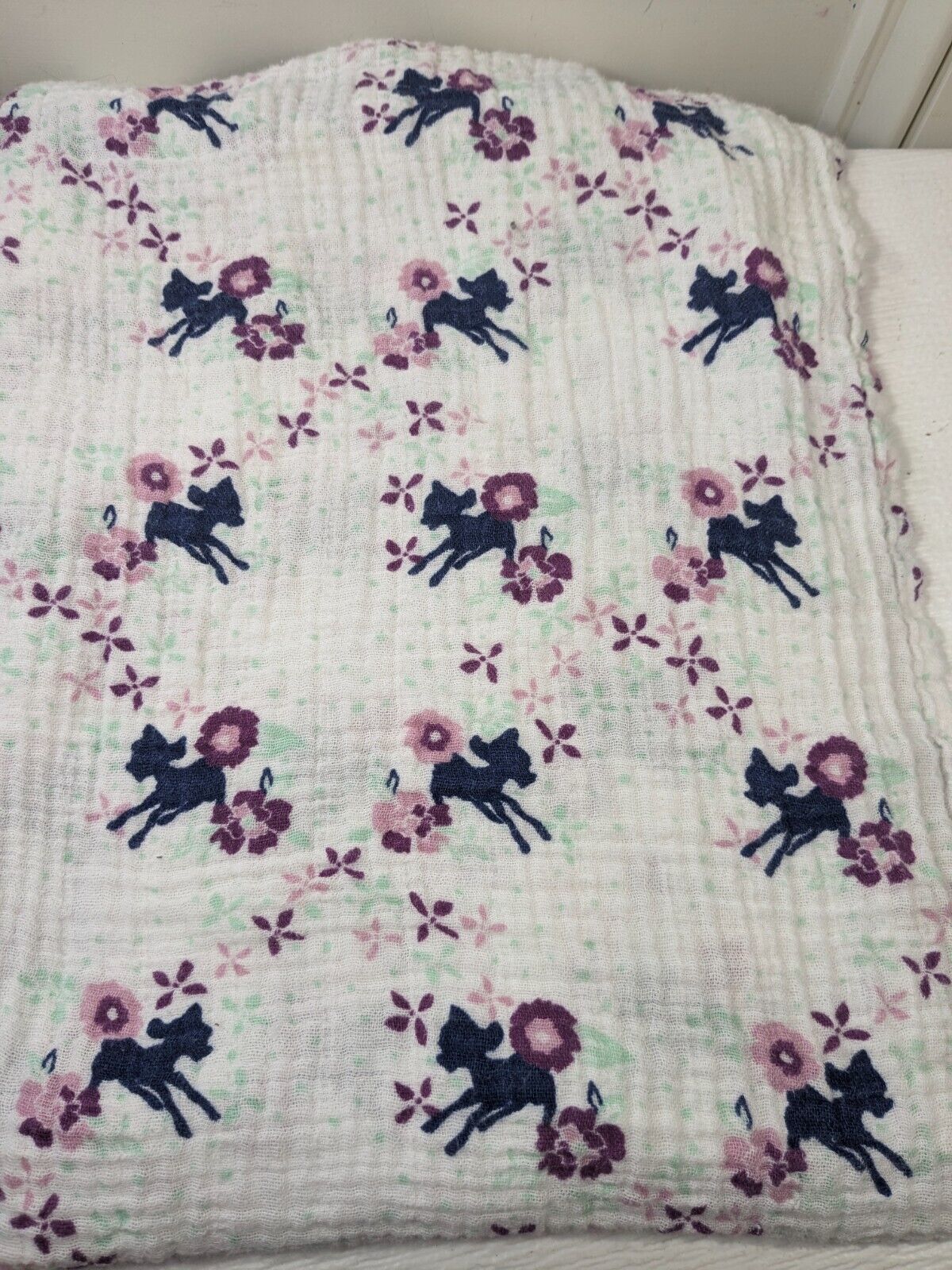 Aden + Anais Disney Baby Swaddle Blanket Bambi Muslin Purple Flower deer floral - $24.00