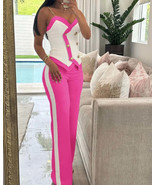 Spring Summer V-Neck Double Breasted Chain Strap Sleeveless Top &amp; Straig... - $93.22 CAD