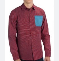 Altamont Mens Red Blue Polka Dot LS Button Up Contrast Pocket Shirt Top ... - $39.59