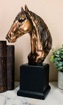 Western Wildlife Long Mane Horse Stallion Head Bust Figurine With Trophy... - $92.99