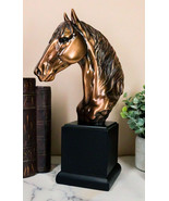 Western Wildlife Long Mane Horse Stallion Head Bust Figurine With Trophy... - $127.12 CAD