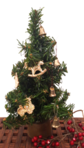 Dollhouse Miniature Christmas Tree Green w 17 Gold Ornaments 9.5&quot; tall - £17.58 GBP