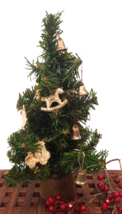 Dollhouse Miniature Christmas Tree Green w 17 Gold Ornaments 9.5&quot; tall - £16.86 GBP