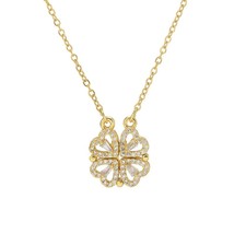 Four Leaf Clover Necklace Retro Magnetic Folding Heart-shaped Clavicle Chain Ope - £13.11 GBP