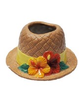 Yankee Candle Ceramic Straw Flower Garden Hat Jar Topper Shade Chip Soot Retired - £8.95 GBP