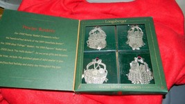Longaberger 2002 Pewter Christmas Ornament Set 4 Pc New In Box Free Usa Ship - $14.95