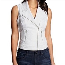 G By Guess Women&#39;s White Moto Vest Zip Up Size Small - £31.98 GBP