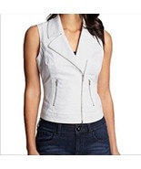 G By Guess Women&#39;s White Moto Vest Zip Up Size Small - £31.60 GBP
